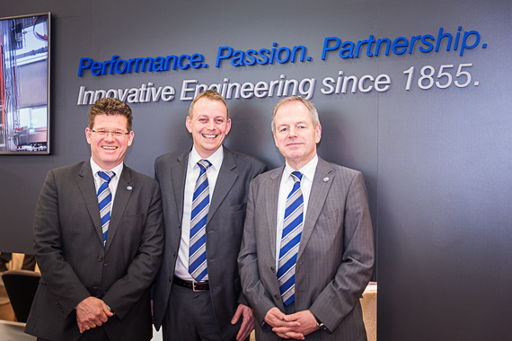 From left: Managing Director Jens Beutelspacher, Director Curing Presses Dr. Joern Seevers, Managing Director Guenter Simon
